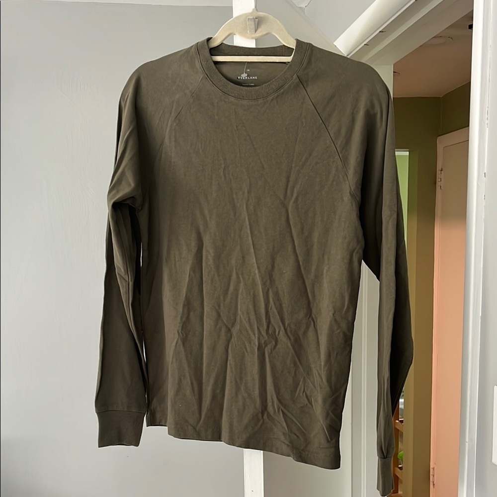 Everlane Organic Cotton Olive Green Long Sleeve Shirt, NWOT